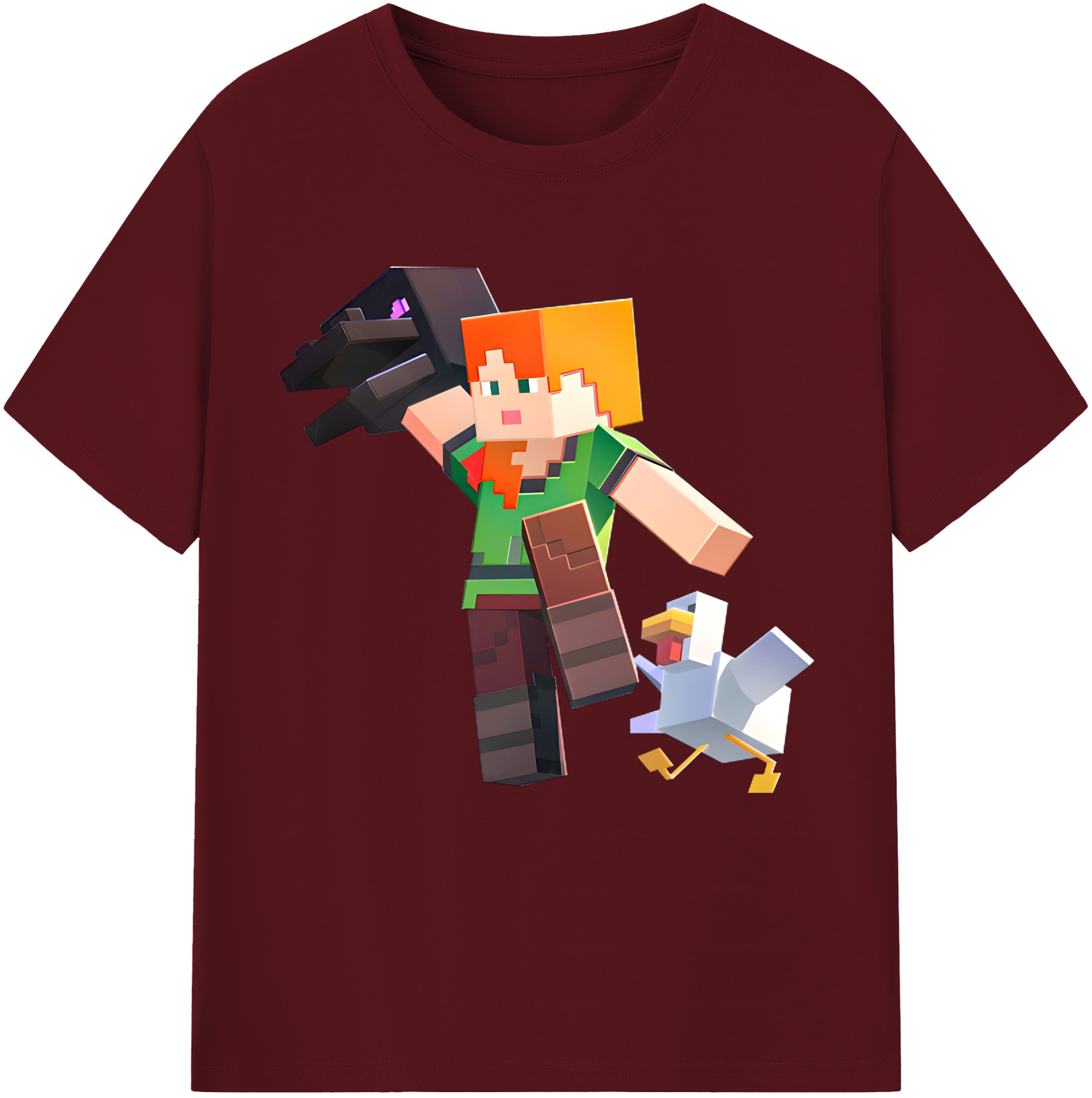 （画像用） マインクラフト ブロックの世界 Minecraft MC Block world 綿100％半袖Tシャツ（フロントプリント）